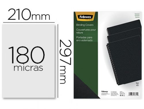 Capa de encadernacao fellowes pvc din a4 opaca preta 180 microns pack de 100 unidades , Fellowes , 155173 , 0043859562220